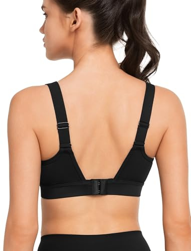 Yvette Sport BH Verstellbar Träger U-Rücken Starker Halt Fitness Joggen Bra,L,Schwarz