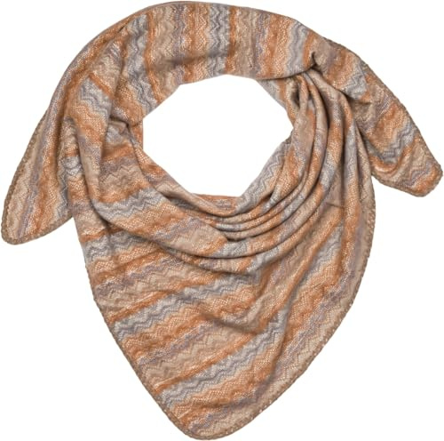 styleBREAKER XXL trekantig halsduk med sicksackvävmönster, flerfärgad triangelduk, halsduk mjuk och varm 01020051, Brun-beige-grå, one size