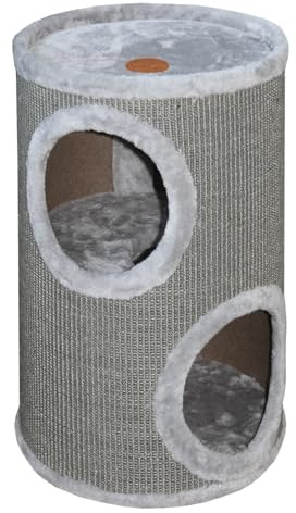 Jack and Vanilla, Baril à gratter Moderne et élégant, Finition Grise, Ø36x70cm, Tonneau à gratter, Griffoir pour Chat, Arbre à Chat Stable pour Petits & Grands Chats, Parfait pour Griffes & Jeu