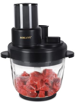 Hoapin Robot de cuisine 3 en 1, Hachoir à Viande Avec Bol Verre 3 L, Pétrin Mixeur, Coupe Légumes Electrique, Hachoir Électrique 1000W Pour Viande Légumes Fruits