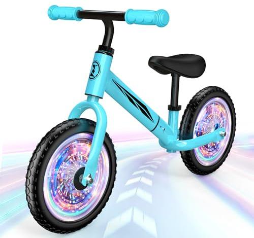 Dromlag Balance Bike for 2-5 Year Olds Kids, 50kg Weight Capacity, Adjustable Seat & Handlebars, LED Wheels, Safe & Stable, Ideal Children's Gift, Blue