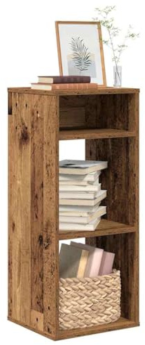 QUAHEAS Bücherregal Altholz-Optik 34x31x80 cm, Robustes Holzwerkstoff Regal für Bücher, Pflanzen, Dekoration, Stilvolles Wohnzimmer Organizer Möbel
