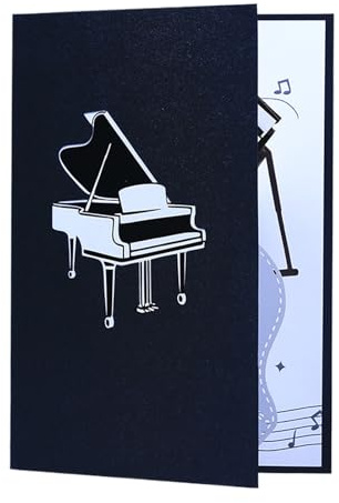 Kreativt 3D-kort – piano-Pop – gratulationskort, vikbart musikinstrument ca – rolig födelsedag | papperssnideri ihåligt 3D popup-kort med kuvert för semesterfiranden