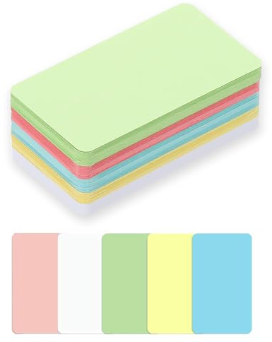 SYEYCW 100 Piezas Tarjetas de Visita Pequeñas de Papel en Blanco, Tarjetas de Estudio de Vocabulario de Doble Cara, Notas Adhesivas de Colores, para Crear Juegos, Aprendizaje y Trabajo de Oficina