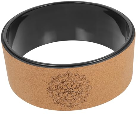 HYTROVE Rueda de Yoga Ergonómica de Corcho Natural Antideslizante, Rodillo Deportivo para Masaje y Estiramientos de Espalda, Accesorio de Entrenamiento Lumbar para Uso Doméstico