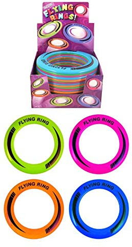 HENBRANDT 24 x Flying Neon Frisbee Rings Beach or Sand Toy Disc Fun Kids Throw Game Boy Girl Garden Outdoor Ball