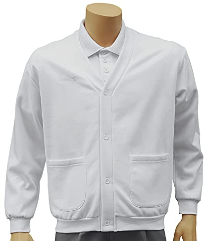 Cathedral Mens White Bowlers Bowling Jersey Fleece Button Up Cardigan Brushed Back Sweatshirt Fabric Soft And Warming For Indoor And Outdoor Lawn Flat Green Bowls (XX-Large)
