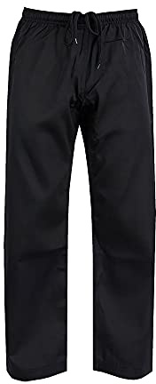 ChoCho Track Adult Karate Trousers Martial Arts Student Karate Suit GI Aikido Pant Kung Fu (Black, 2/150cm)