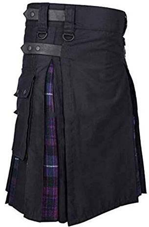 acsefire Falda Escocesa con Bloques de Color a Cuadros para Hombre, Falda Escocesa de Combate Medieval Vintage Punk gótica Tradicional con Bolsillos