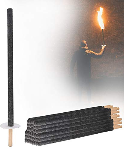 EINFEBEN Lot de 25 torches en cire naturelle - Durée de combustion : 100 min - Avec poignée extra longue - Pour la randonnée des enfants - Torches de jardin - Plaisir sûr