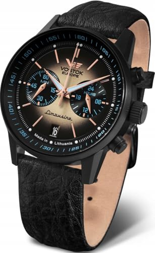 Vostok Europe Unisex Chronograph Japanisches Quarzwerk Uhr mit Leder Armband VK64-560C691