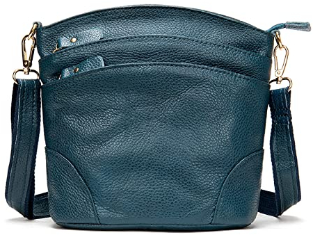 FANDARE Damen Handy Umhängetasche Crossbody Tasche Handtaschen Leder Schultertasche Frauen Handytasche zum Umhängen Schultertasche Portemonnaie Geldbörse Damentasche Blau