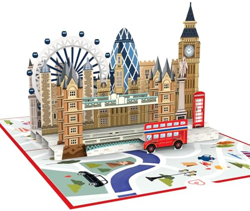 papercrush® Pop-Up Card London Skyline – 3D Birthday Card as Travel Voucher for London Vacation, Money Gift for City Trip to England for Men and Women, Hotel Voucher for Anniversary Holiday for Him
