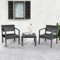 Sekey Balkonmöbel, Gartenmöbel-Set, Tisch und 2 Stühle mit Sitzkissen, Sitzgruppe Lounge-Set, Balkonmöbel Kleiner Balkon, Terrassenmöbel für Terrasse, Balkon, Garten, Schwarz
