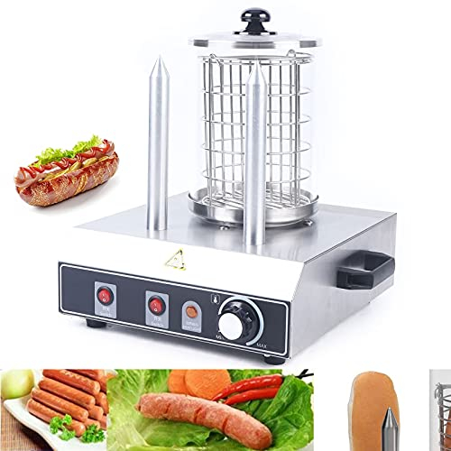 Hot Dog Appareil à saucisses en acier inoxydable avec panier de 160 mm de diamètre Chauffe-saucisses avec 2 toasts