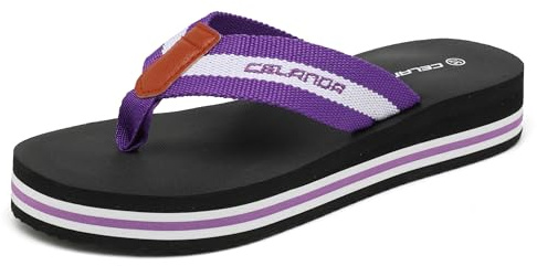 CELANDA Tongs de Plage Femme Flip Flops Compensées Sandales Légères Pantoufles été Claquettes de Piscine Antidérapantes,Violet Taille 39 EU