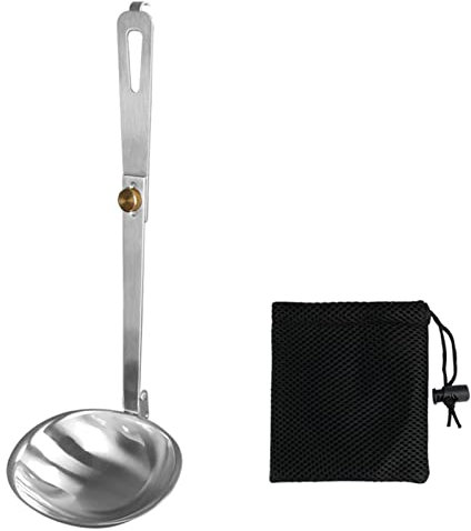 MOIDHSAG Mestolo grande in acciaio inox, cucchiaio da zuppa, mestolo pieghevole, zuppa di salse