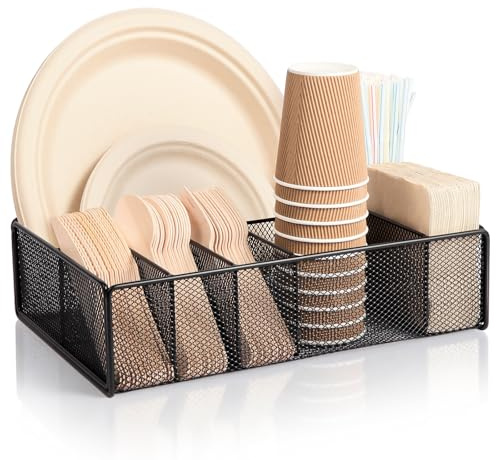 Utensil Caddy for Party - Paper Plate Holder ,Silverware Caddy Black