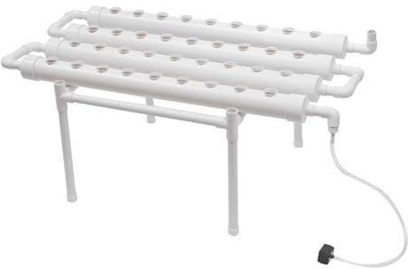 MooBeey Kit de cultivo hidropónico Site de PVC-U con circulación de agua, sistema de cultivo de plantas sin tierra, sistemas de cultivo hidropónico para verduras y frutas (54 agujeros)