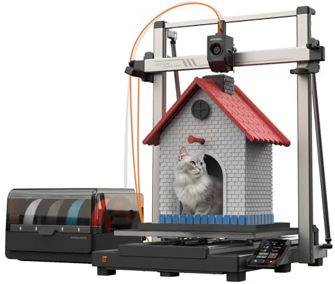 Anycubic Kobra 3 Max Combo Impresora 3D, con Intelligent ACE Pro,Soporta Impresión Mientras Seca, Gran Volumen de Impresión 450x450x500mm,600mm/s Alta Velocidad de Impresión,AI Detección de Espaguetis
