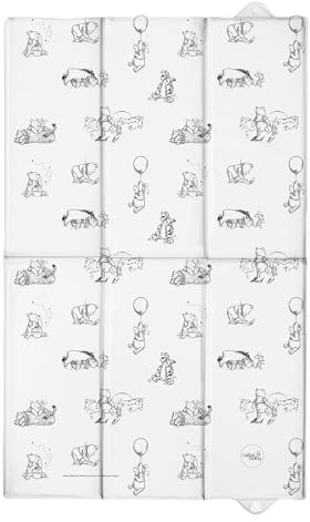 Large Foldable & Portable Baby Changing Mat 50x80cm - Black & White Winnie The Pooh | Waterproof | Travel Friendly | Folding