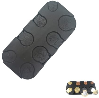 WUSJCOF 1 Stück Münzen Aufbewahrung Euro Münzhalter Münzsortierer Münzsammler Münzspender Münzbox Für Auto, Taxi 8 Fächer von 2 Euro bis 1 Cent (Schwarz)