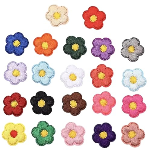 22 Toppe Ricamate a Forma di Fiore, Toppe Adesive per Tessuti Colorate, Accessori per la Decorazione di Vestiti, Applicazioni per Tessuti, Lavoretti Creativi