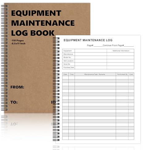LKTHSEEK 1 libretto di manutenzione delle attrezzature, 120 pagine, 21,9 x 27,9 cm, rilegato a spirale, per manutenzione della casa, manutenzione automatica, copertina in carta kraft (1)