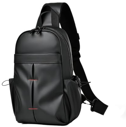 Vattentät Sling bröstväska, lätt Crossbody axelpåsa med flera fickor, passar 9 tums tablett för pendling,Black