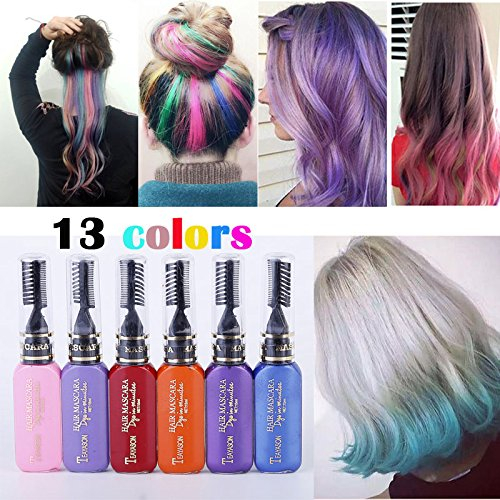 13 Couleur/Set Coloré Crème Colorant De Cheveux Mascara de Teinture Hair Dye Temporaires Non Toxiques Semi-permanente Shimmer Crème