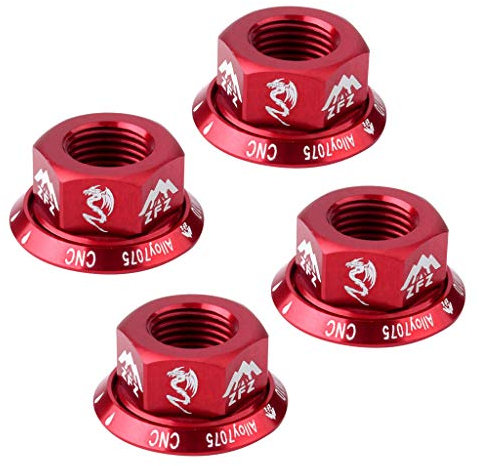 Prettyia Bicycle Screws, 4Pcs Durable Track Wheel Nuts, M10 Axle Screw for Rear Hub, Red