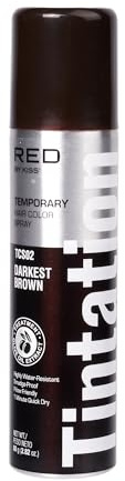Red by Kiss Tintation Temporary Hair Color Spray, Instant Gray Root Touch Up Coverage, Water-Resistant & Smudge-Proof, Easy Wash Out, Barber & Hairline Touch-Up, Quick-Dry (Darkest Brown, 2.82 oz)