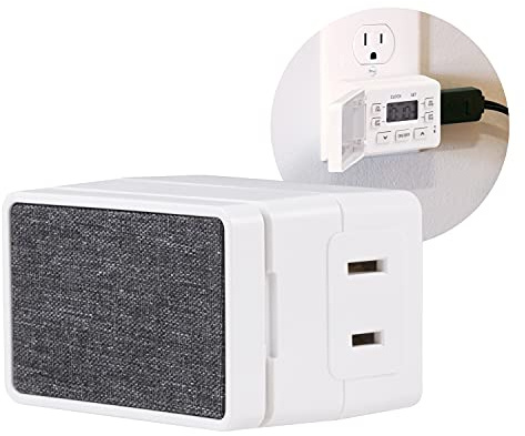 UltraPro 24hr Digital Bar Outlet Timer, 1-Polarized Timer Outlet, 2 Programmable Cycles Plug Timer, Cloth Override Cover, Light Timer Indoor, Lamp Timer, Electrical Outlet Timer, White, 1 Pack, 49790