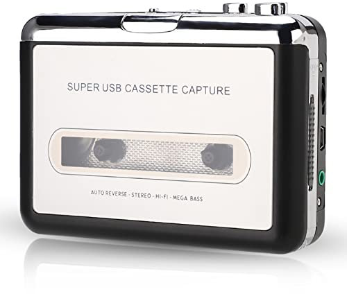 Portable Cassette Player, Convert Old Tapes and Cassette to MP3 Capture Via USB, USB Cassette Tape to MP3 Stereo Audio Music CD Converter, 2 AA Battery or 5V Power Supply