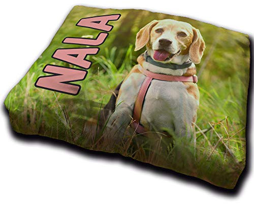 LolaPix Hundebett. Hundebett Kleine Hunde. Personalisiert mit Name/Foto. Bett für große/Mittlere/Kleine Hunde. Waschbare Hundematratze und Abnehmbarer Bezug. PEQUEÑA