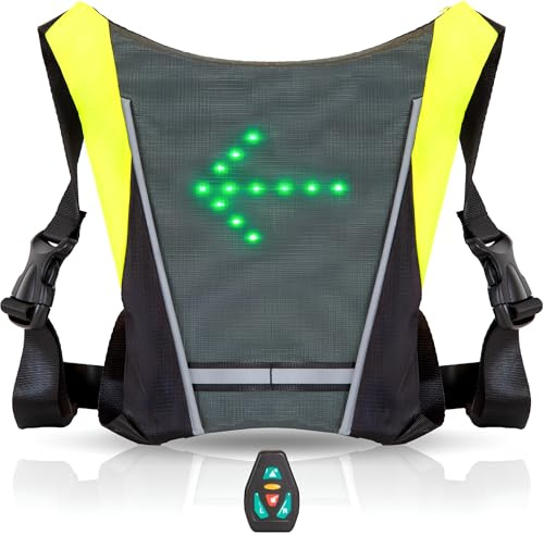 Diavo Gilet de Cyclisme Réfléchissant - Équipement de Sécurité pour Trottinette, Vélo, VTT et Course à Pied, Rechargeable USB avec LED Clignotant et Télécommande, Installation Facile