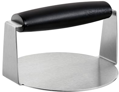 BS-VOG Presse à Burger, Steak Haché de 6 Pouces pour Plaque de Gril avec Poignée Anti-Brûlure, Presse à Hamburger en Acier Inoxydable Antiadhésif, Presse à Griller pour Plancha, Coffret Cadeau