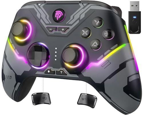 EasySMX X15 PC Controller - Enhanced Wireless Bluetooth Controller with Hall Joysticks/Hall Triggers/RGB Lighting - No Stick Drift, No Dead Zone - Work for Windows PC, Android, Steam and Switch