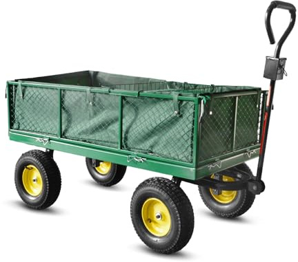 Chariot de jardin en acier avec bâche amovible 138x62x68CM