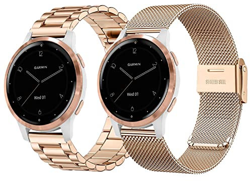 VELULYX Metallarmband für Garmin Venu 2S/Venu 3S/Vivomove 3S/Vivoactive 4S, 18mm Edelstahlband für Fossil Ladies Gen 6/Gen 5E/Gen 4/Gen 3/Withings Steel HR 36mm