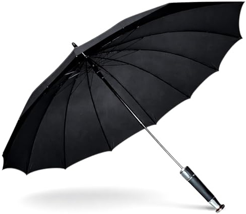 RonyCron Ombrello XL grande apertura automatica, resistente alle tempeste in nero, elegante, adatto come ombrellone da golf per uomo e donna, 138 cm, per 2 persone, punta in gomma, Nero , 138 cm
