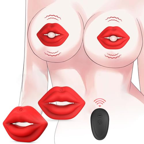 PQKuss 2 Stücke Lippen Nippelklemmen Vibratoren Mit 10 Vibrationsmodi Brustclip Vibrator für Sie Klitoris Stimulator Brustklammer Brust Massagegerät Nipple Clamps SM Sexspielzeug für Frauen Paare