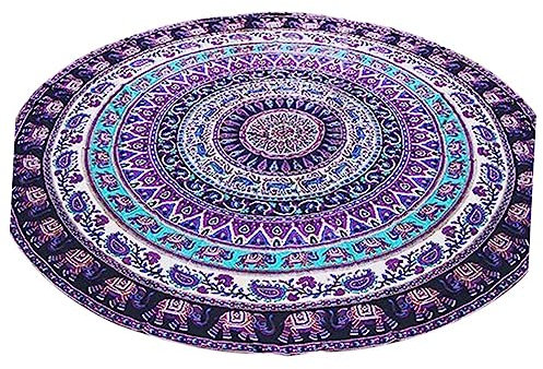 Alipis Coperta Rotonda Da Spiaggia Con Mandala Per Coppie Tappetino Da Picnic Per Yoga All'aperto Asciugamano Da Spiaggia Con Motivo Mandala 2 Persone Multiuso Casuale