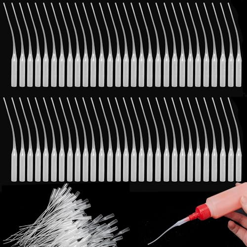 250 Pièces de Micro-pointes Adhésives, Seringue de Superglue, Pointes Adhésives de l'applicateur, Pointes Adhésives de la Bouteille en Plastique, Pipettes en Plastique Extender de Colle