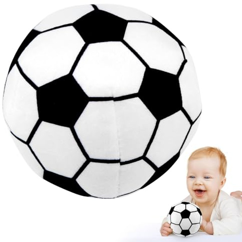LEADSTAR Mini Futbol de Peluche Juguetes,Blanco y Negro Sensorial Sonajero Juguetes para Bebes 0 3 6 Meses,Suaves Almohada de Peluche,Juguete Deportivo Recién Nacidos Niños Bebés