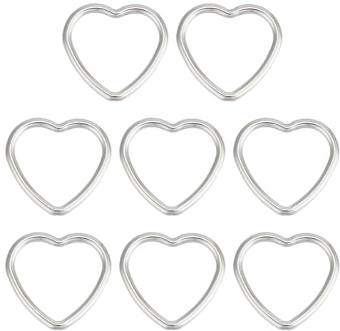 CRAFTYMELODY 8Pcs 925 Sterling Silver Heart Linking Rings Hollow Ring Charm Love Frame Pendant Connector Links 10x9.4mm for Bracelet Necklace Earring Jewelry Making DIY Crafts Accessory