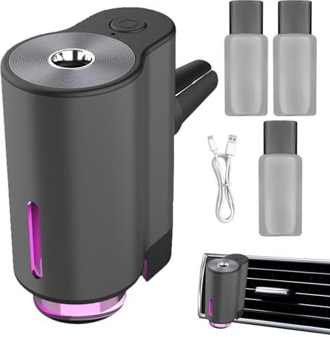 Ambientador Inteligente para Coche, ambientador inteligente para coche con 3 botellas (30 ml) de perfumes, para Interior de Automóvil con 3 Modos de A-roma, Difusor de Aceite Esenc