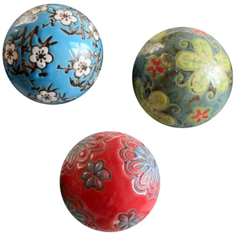 TingHaoO Lot de 3 boules flottantes anciennes en céramique peintes à la main pour décoration de bureau, piscine, mariage, événement, décoration d'intérieur