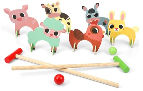 ZUNOXAZ Croquet Animali in Tavolo Versatile per ed Esterni Migliora Coordinazione Mano Occhio e Abilità Motorie Divertimento Familiare Interattivo