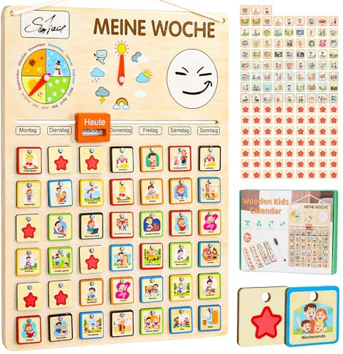 Agenda settimanale per bambini, agenda Montessori legno lavagna magnetica, calendario giocattolo, agenda giornaliera ideale,lavagna delle ricompense famiglia, regalo compleanno